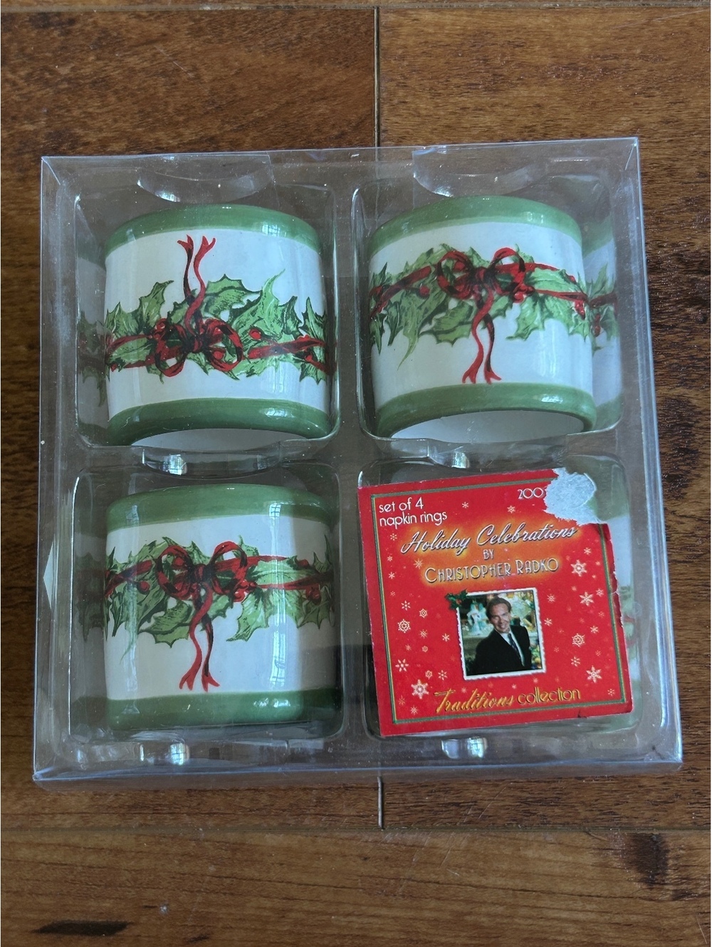 Christopher Radko Holiday Celebrations Set of 4 Napkin Rings